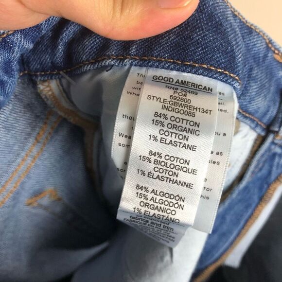 Good American 6/28 Good Boy High Rise Wide Release Hem Indigo - Picture 7 of 10